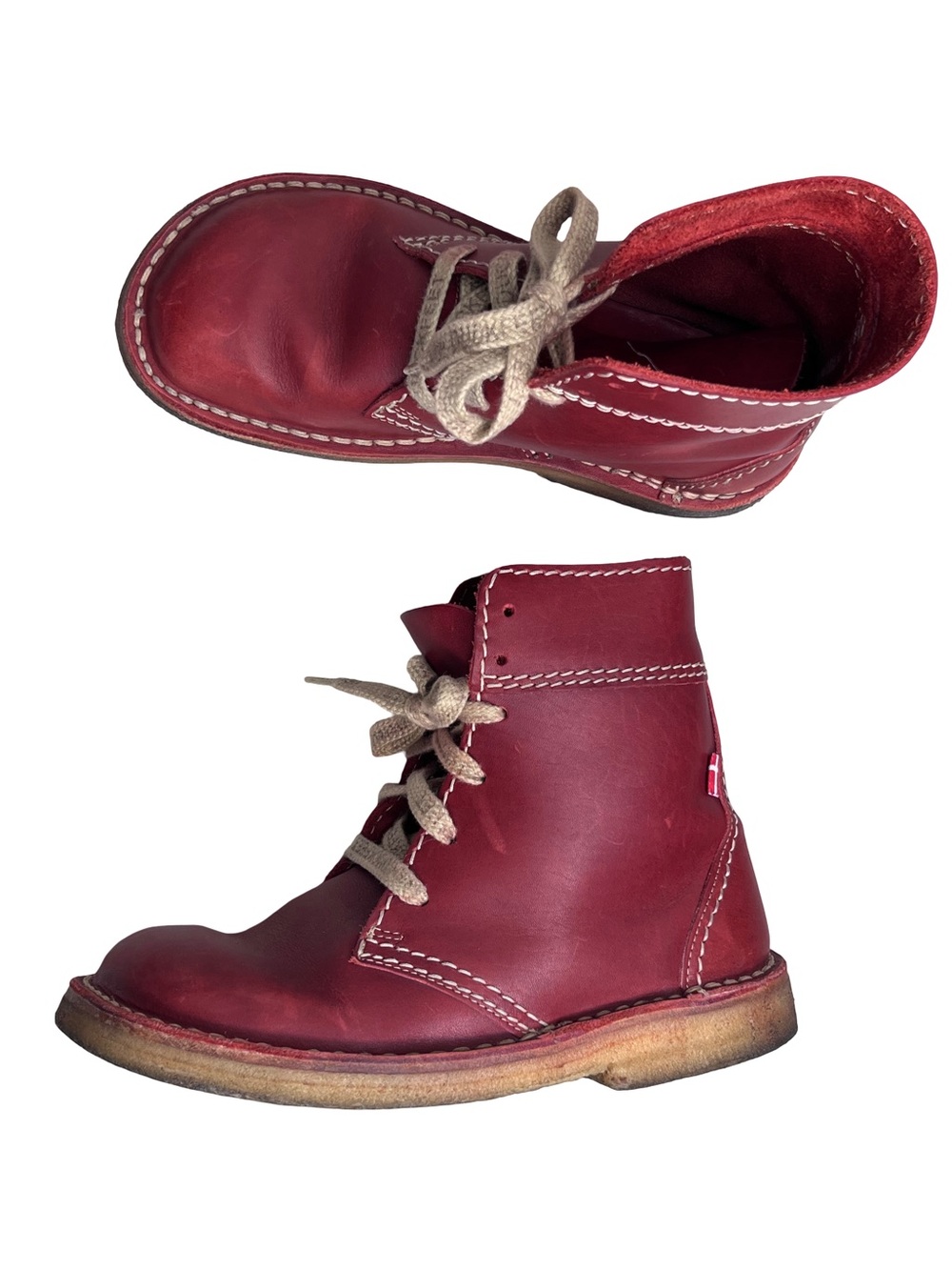 Duckfeet Faborg Lace-Up Granate Leather Work Water Resistant Unisex Boots Sz 39